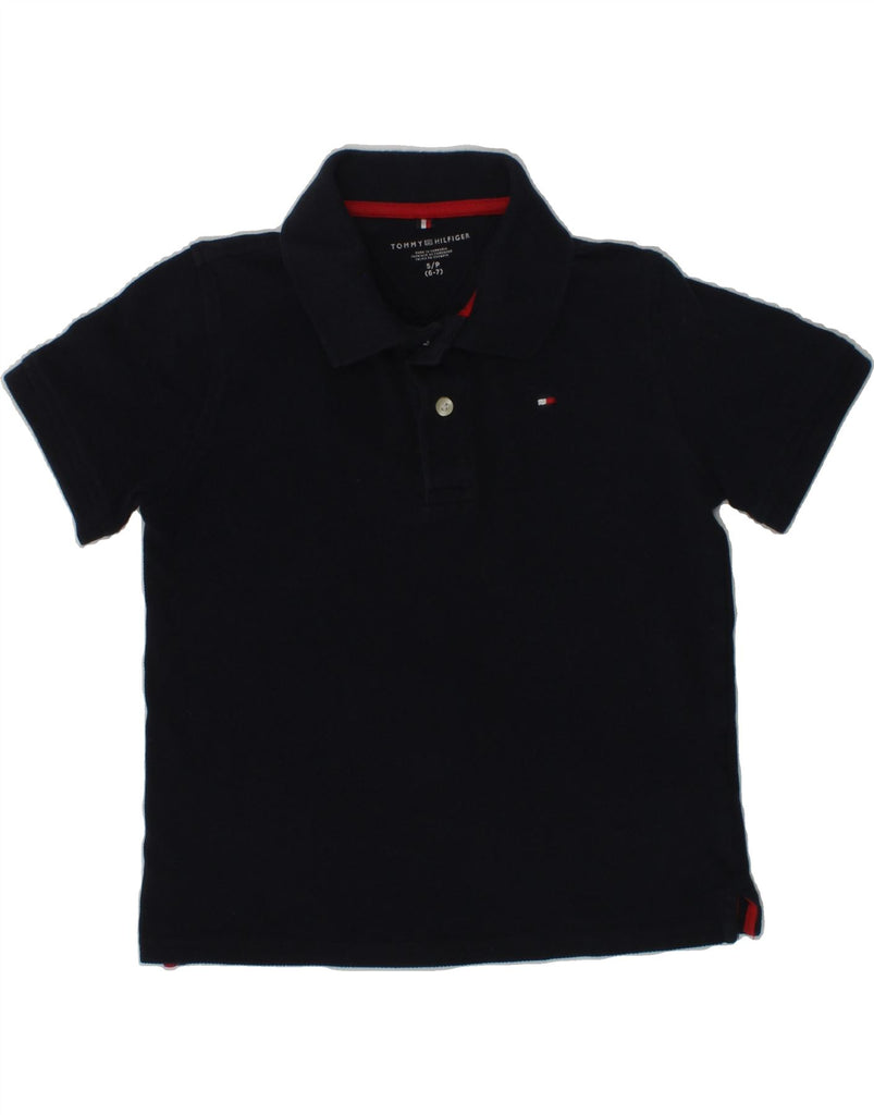 TOMMY HILFIGER Boys Polo Shirt 6-7 Years Small Navy Blue Cotton | Vintage Tommy Hilfiger | Thrift | Second-Hand Tommy Hilfiger | Used Clothing | Messina Hembry 