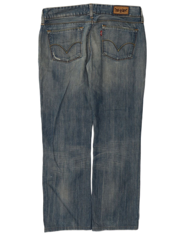 Levi's Womens 570 Distressed Straight Jeans W32 L28 Blue Cotton