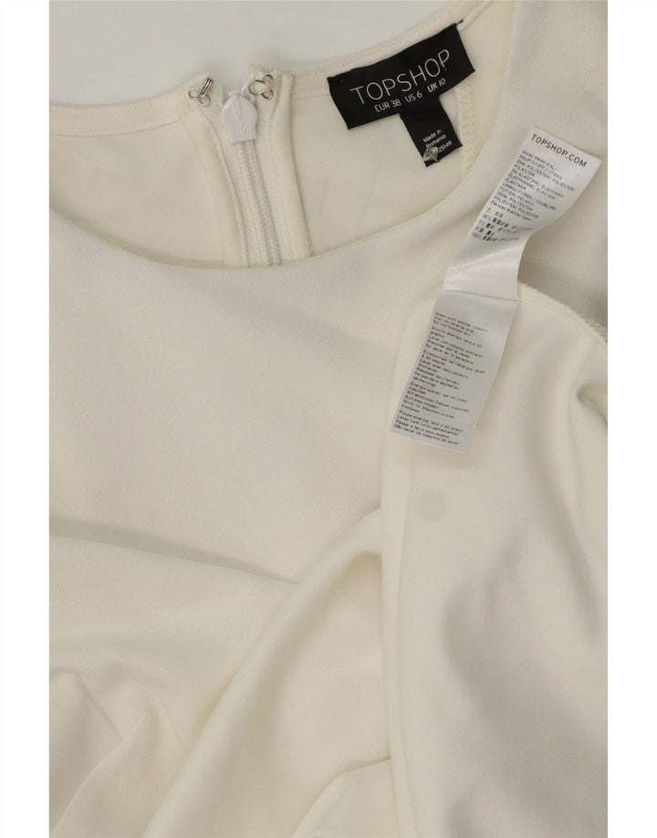 Topshop Womens Sleeveless Sheath Dress UK 10 Small White Polyester