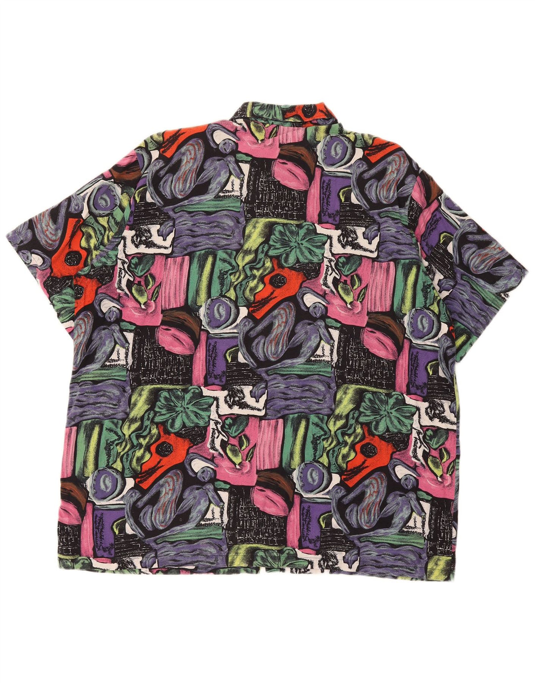 Vintage Mens Short Sleeve Abstract Pattern Shirt XL Multicoloured