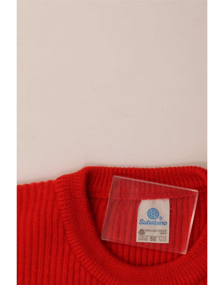 Vintage Mens Crew Neck Jumper Sweater IT 52 Large Red Wool