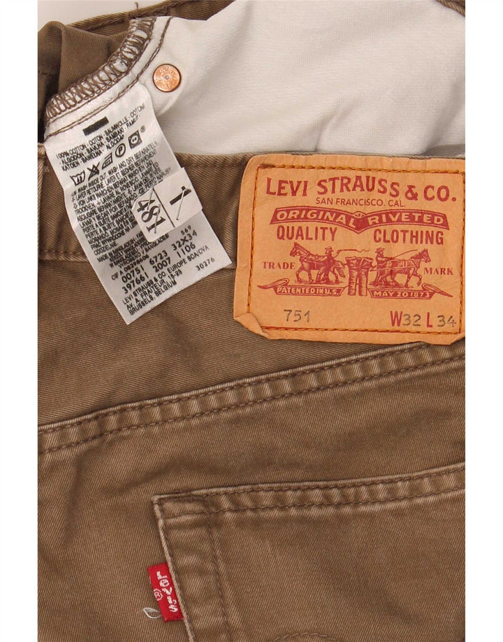 Levi's Mens 751 Straight Jeans W32 L30 Brown Cotton