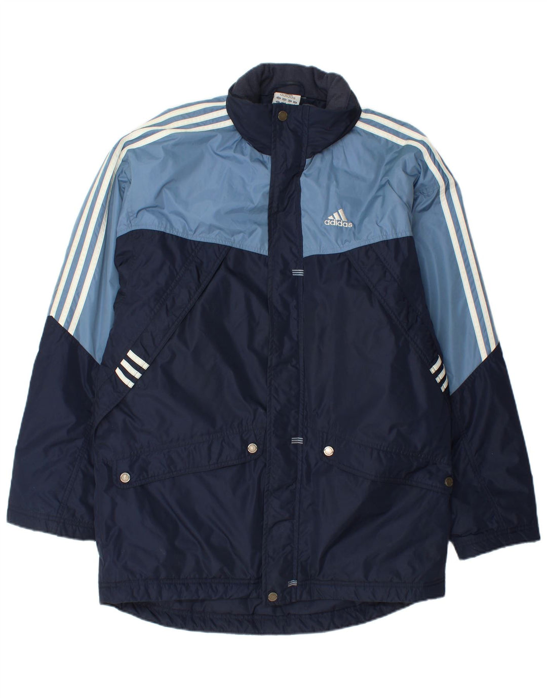 ADIDAS Mens Graphic Windbreaker Jacket UK 36 Small Navy Blue Colourblock