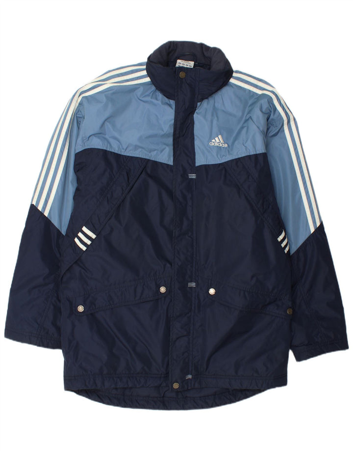 ADIDAS Mens Graphic Windbreaker Jacket UK 36 Small Navy Blue Colourblock