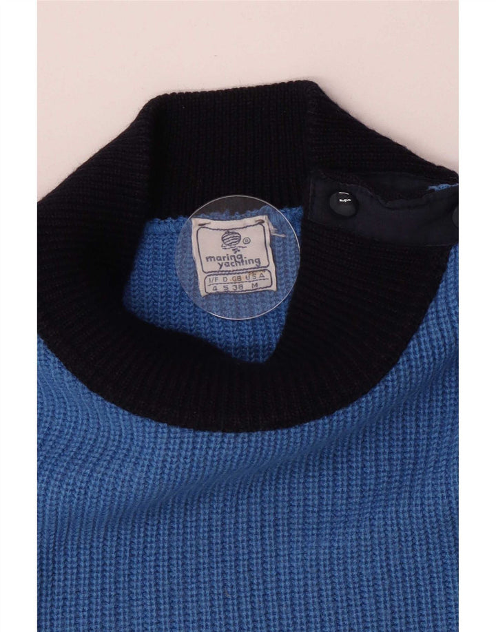 Marina Yachting Mens Turtle Neck Jumper Sweater EU 38 Medium Blue Nautical