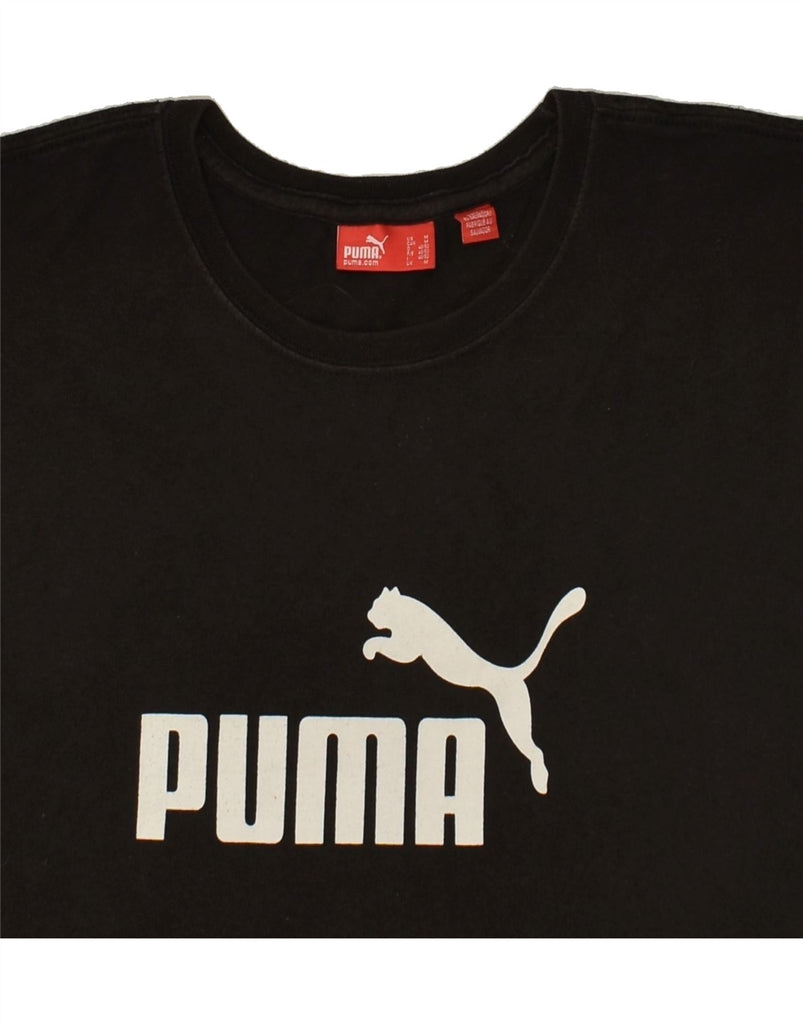 PUMA Mens Graphic T-Shirt Top Medium Black | Vintage Puma | Thrift | Second-Hand Puma | Used Clothing | Messina Hembry 