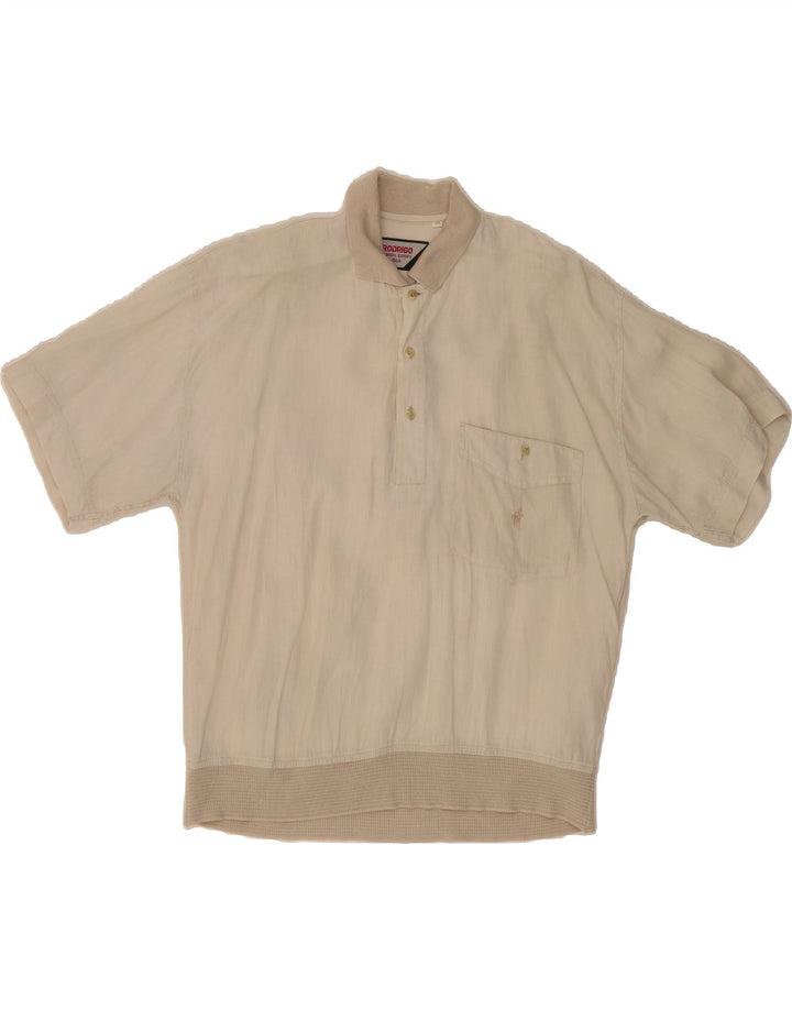 RODRIGO Mens Short Sleeve Pullover Shirt IT 48 Medium Beige Vintage Rodrigo and Second-Hand Rodrigo from Messina Hembry 