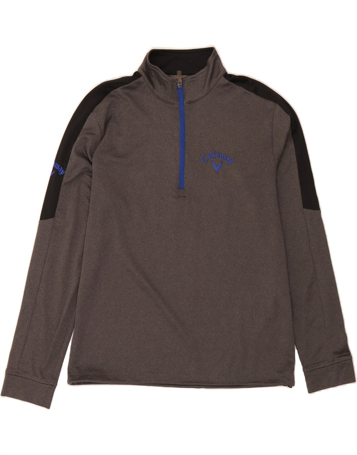 CALLAWAY Mens Zip Neck Pullover Tracksuit Top Medium Grey Colourblock Vintage Callaway and Second-Hand Callaway from Messina Hembry 