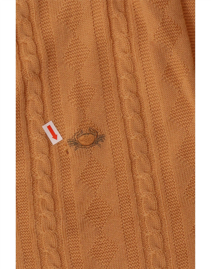 IL GRANCHIO Mens Cardigan Sweater Large Yellow Virgin Wool Classic