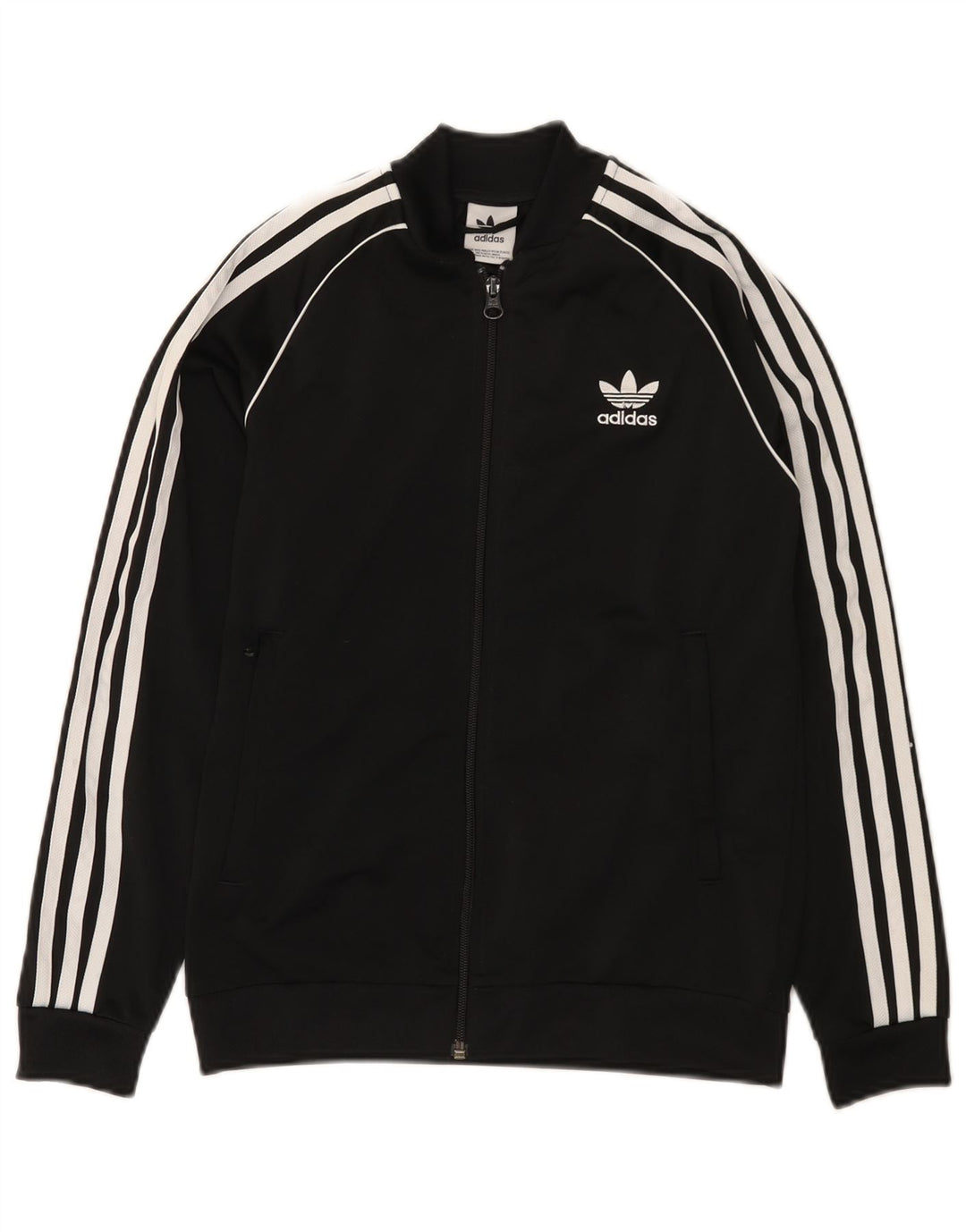 Adidas Boys Tracksuit Top Jacket 11-12 Years Black Polyester