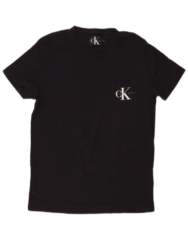 Calvin Klein Mens Graphic T-Shirt Top Medium Black Cotton