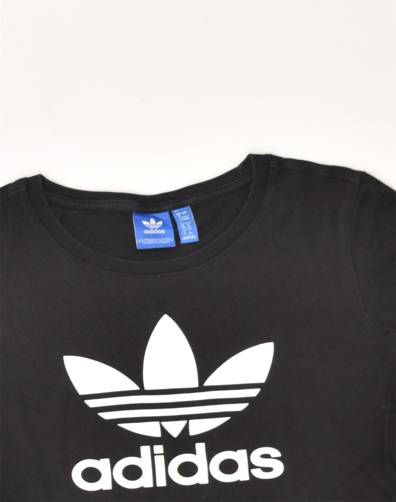 ADIDAS Womens Graphic T-Shirt Top UK 8 Small Black Cotton | Vintage Adidas | Thrift | Second-Hand Adidas | Used Clothing | Messina Hembry 