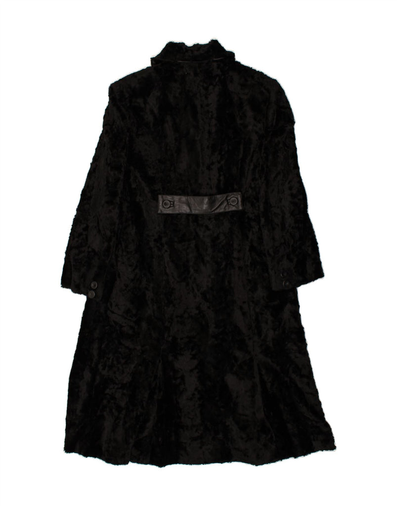 VINTAGE Womens Faux Fur Overcoat UK 16 Large  Black Viscose | Vintage Vintage | Thrift | Second-Hand Vintage | Used Clothing | Messina Hembry 