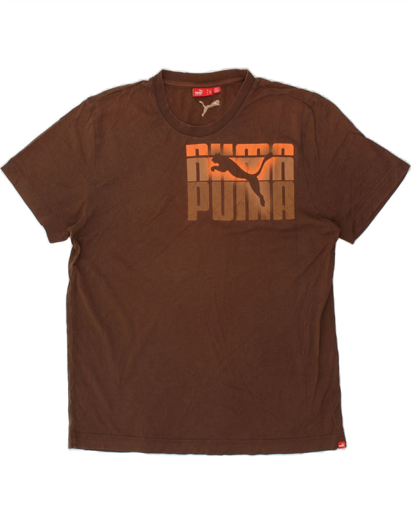 PUMA Mens Graphic T-Shirt Top Large Brown | Vintage Puma | Thrift | Second-Hand Puma | Used Clothing | Messina Hembry 