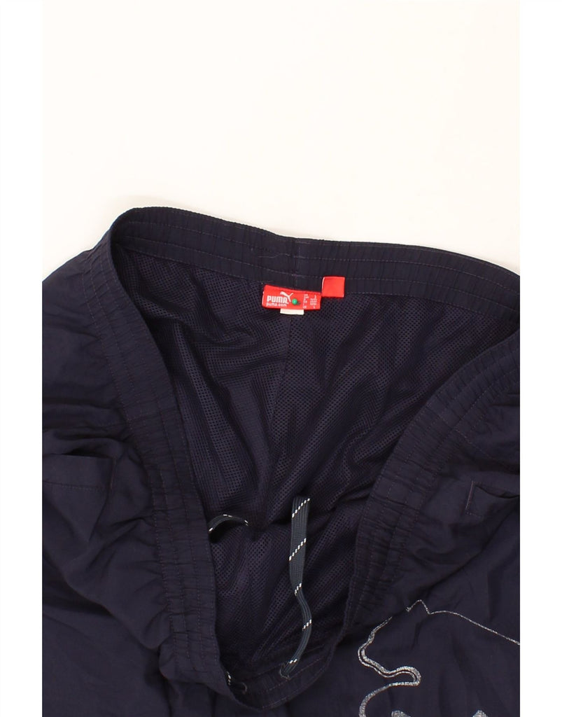 PUMA Mens Graphic Sport Shorts Large Navy Blue Vintage Puma and Second-Hand Puma from Messina Hembry 