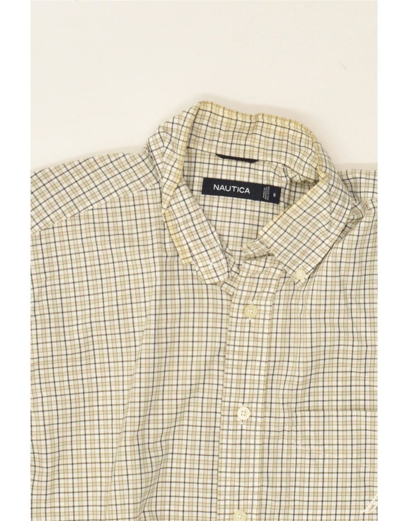 NAUTICA Mens Short Sleeve Shirt Medium Beige Check Cotton Vintage Nautica and Second-Hand Nautica from Messina Hembry 