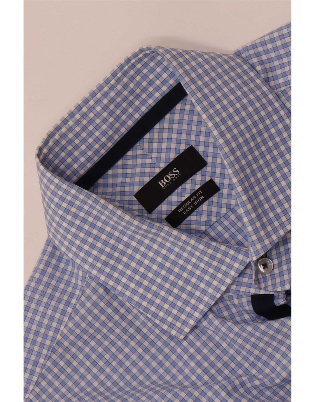Hugo Boss Mens Short Sleeve Regular Fit Shirt Large Blue Check