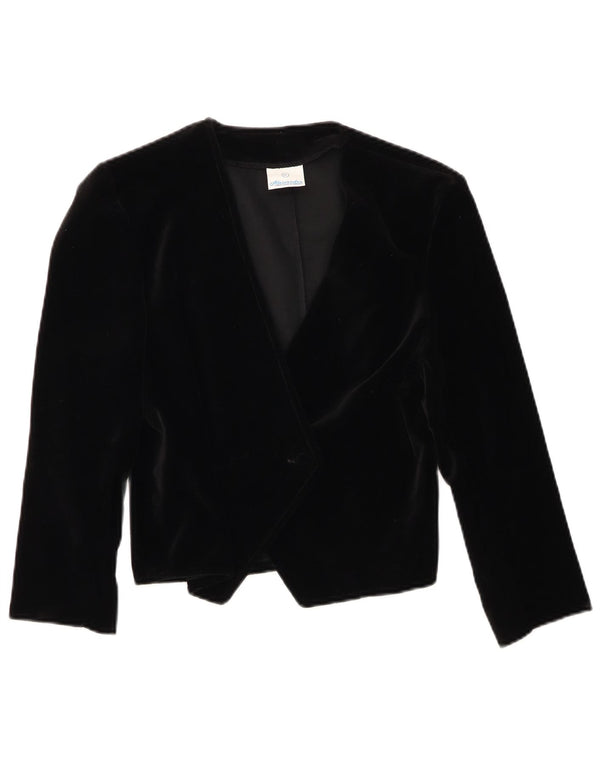 Vintage Girls 1 Button Velvet Bolero Jacket 10-11 Years Black Cotton
