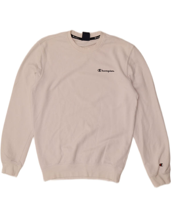 Champion Mens Sweatshirt Jumper Small White Cotton