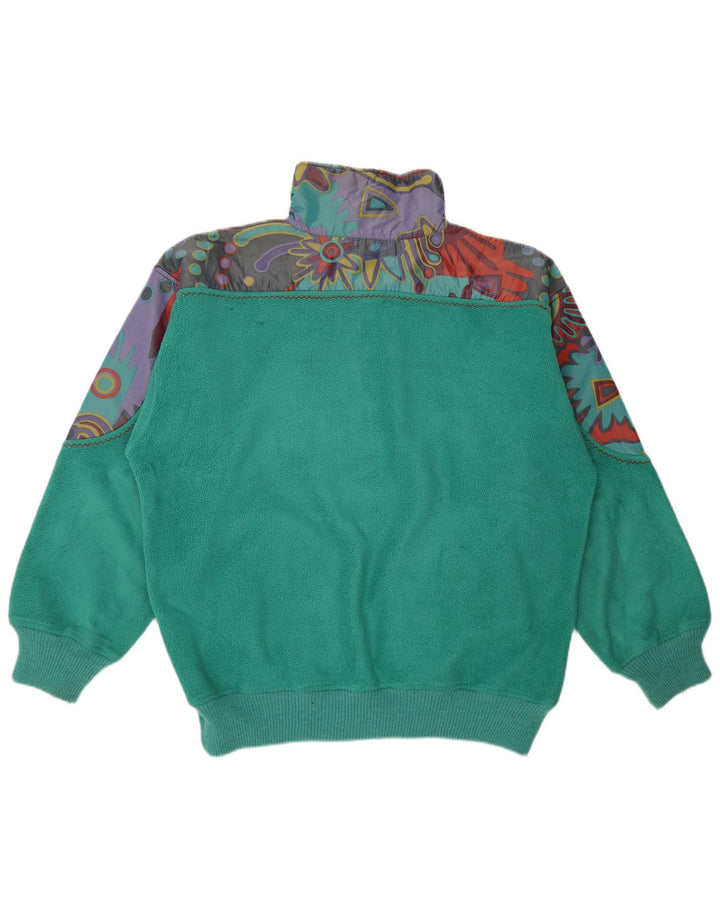 Silvy Mens Zip Neck Fleece Jumper XL Green Geometric Polyester