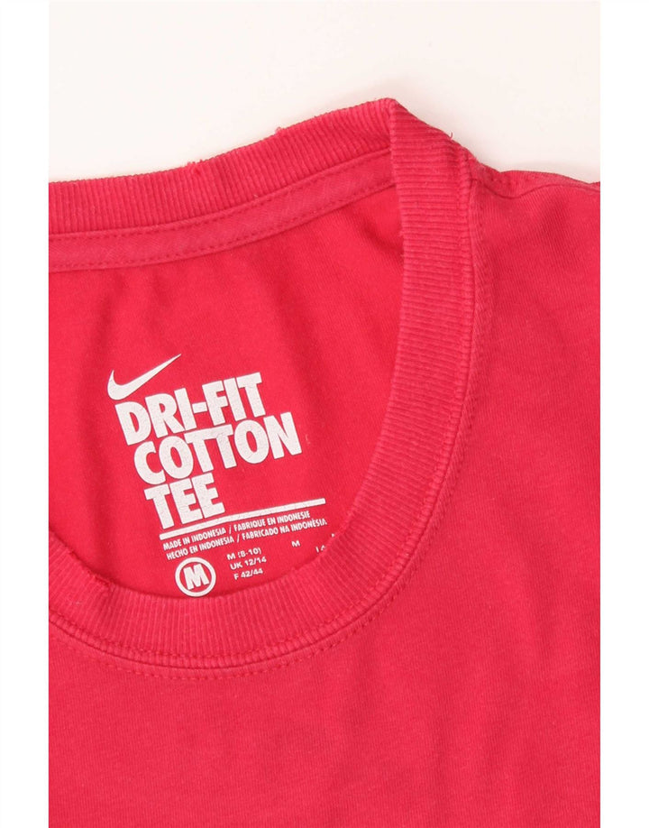 Nike Womens Dri Fit Graphic T-Shirt Top UK 12/14 Medium Red
