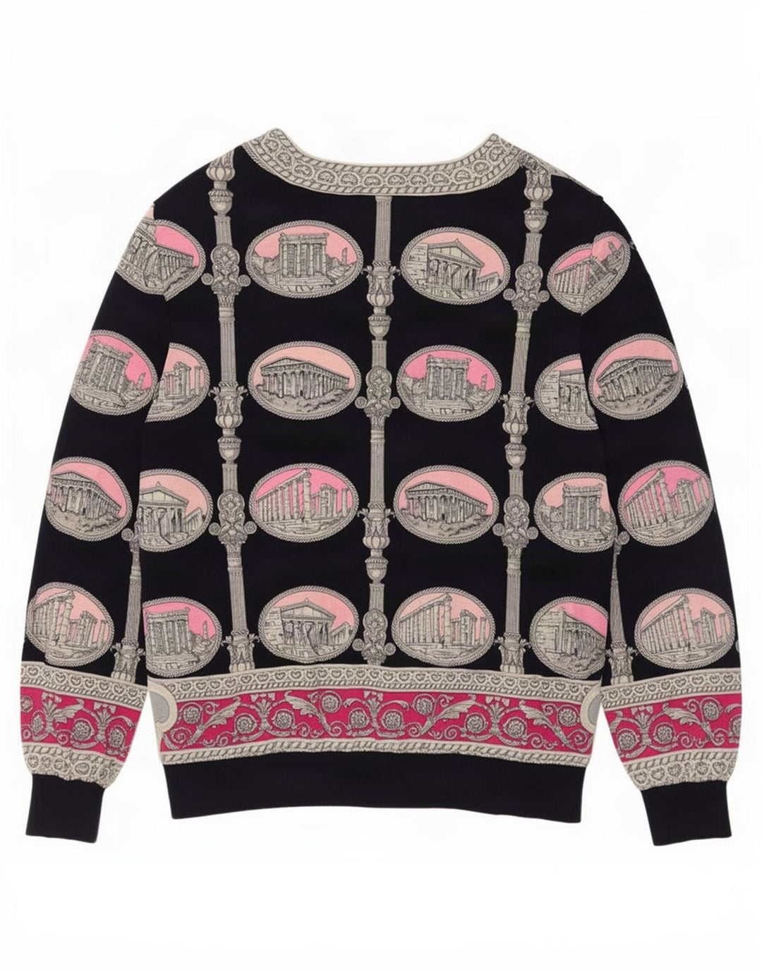 Liola Womens Abstract Pattern Cardigan Sweater UK 16 Large Black Wool