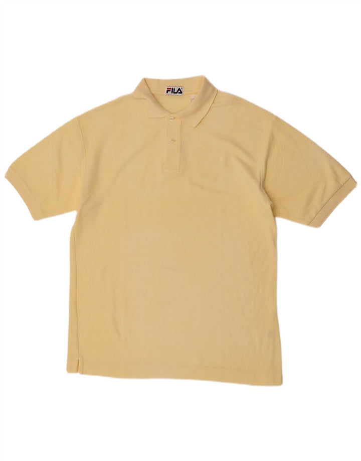 Fila Mens Polo Shirt IT 48 Medium Yellow Cotton