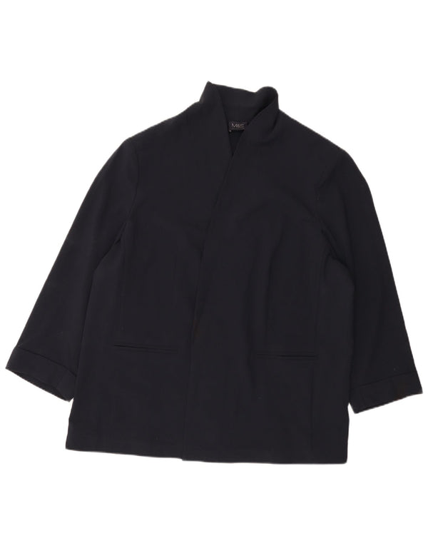 Marks & Spencer Womens 3/4 Sleeve Open Blazer Jacket UK 22 3XL Navy Blue