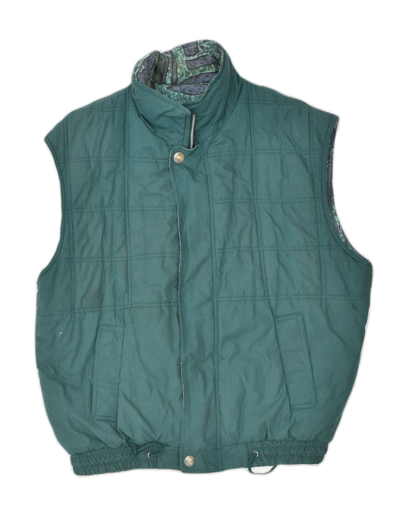 MARCEL CLAIR Mens Padded Gilet UK 40 Large Green Polyester | Vintage | Thrift | Second-Hand | Used Clothing | Messina Hembry 