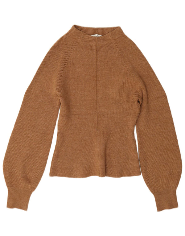 Zara Womens Turtle Neck Jumper Sweater UK 10 Small Brown Acrylic