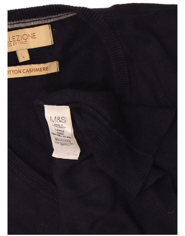 Marks & Spencer Mens Vest Tank Top Large Navy Blue Cotton