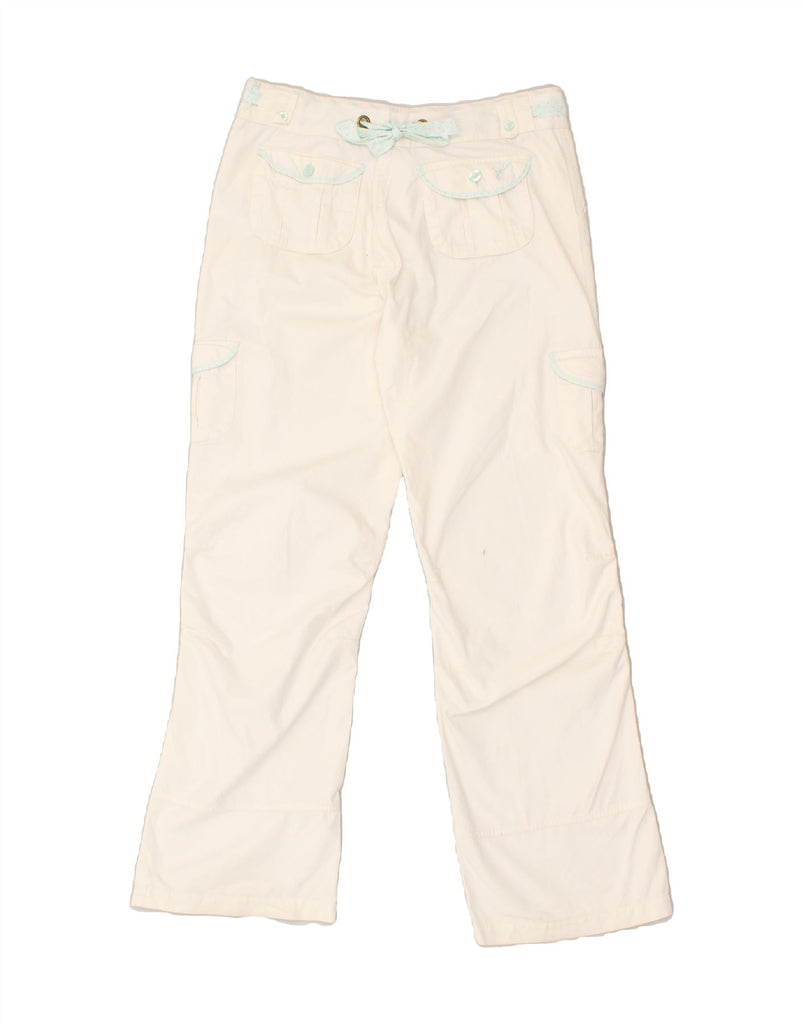 JOULES Womens Bootcut Cargo Trousers UK 10 Small W29 L29 White Cotton | Vintage Joules | Thrift | Second-Hand Joules | Used Clothing | Messina Hembry 