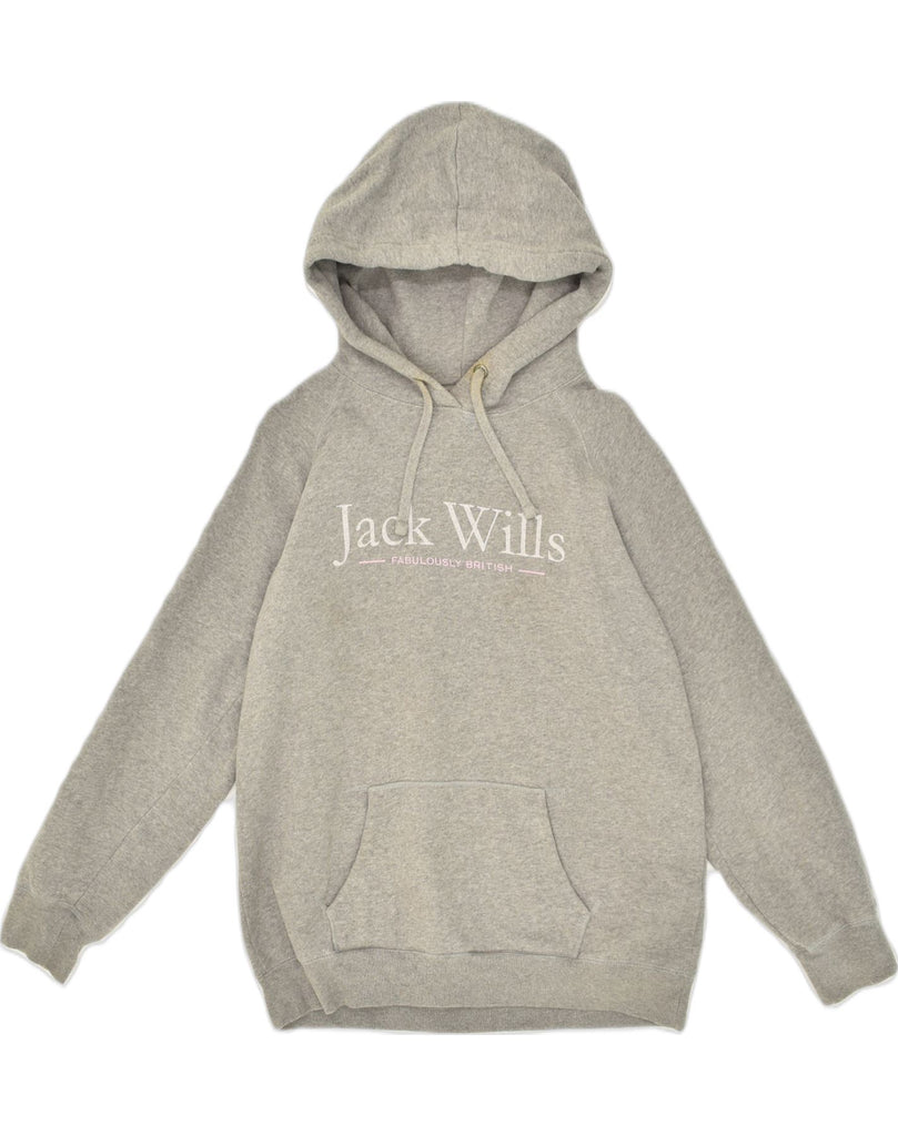 JACK WILLS Mens Graphic Hoodie Jumper UK 12 Medium Grey Cotton | Vintage Jack Wills | Thrift | Second-Hand Jack Wills | Used Clothing | Messina Hembry 