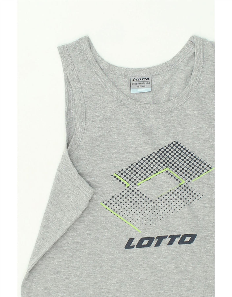 LOTTO Boys Graphic Vest Top 15-16 Years Grey Cotton | Vintage Lotto | Thrift | Second-Hand Lotto | Used Clothing | Messina Hembry 