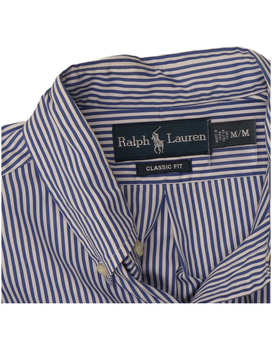 Ralph Lauren Mens Classic Fit Shirt Medium Blue Pinstripe