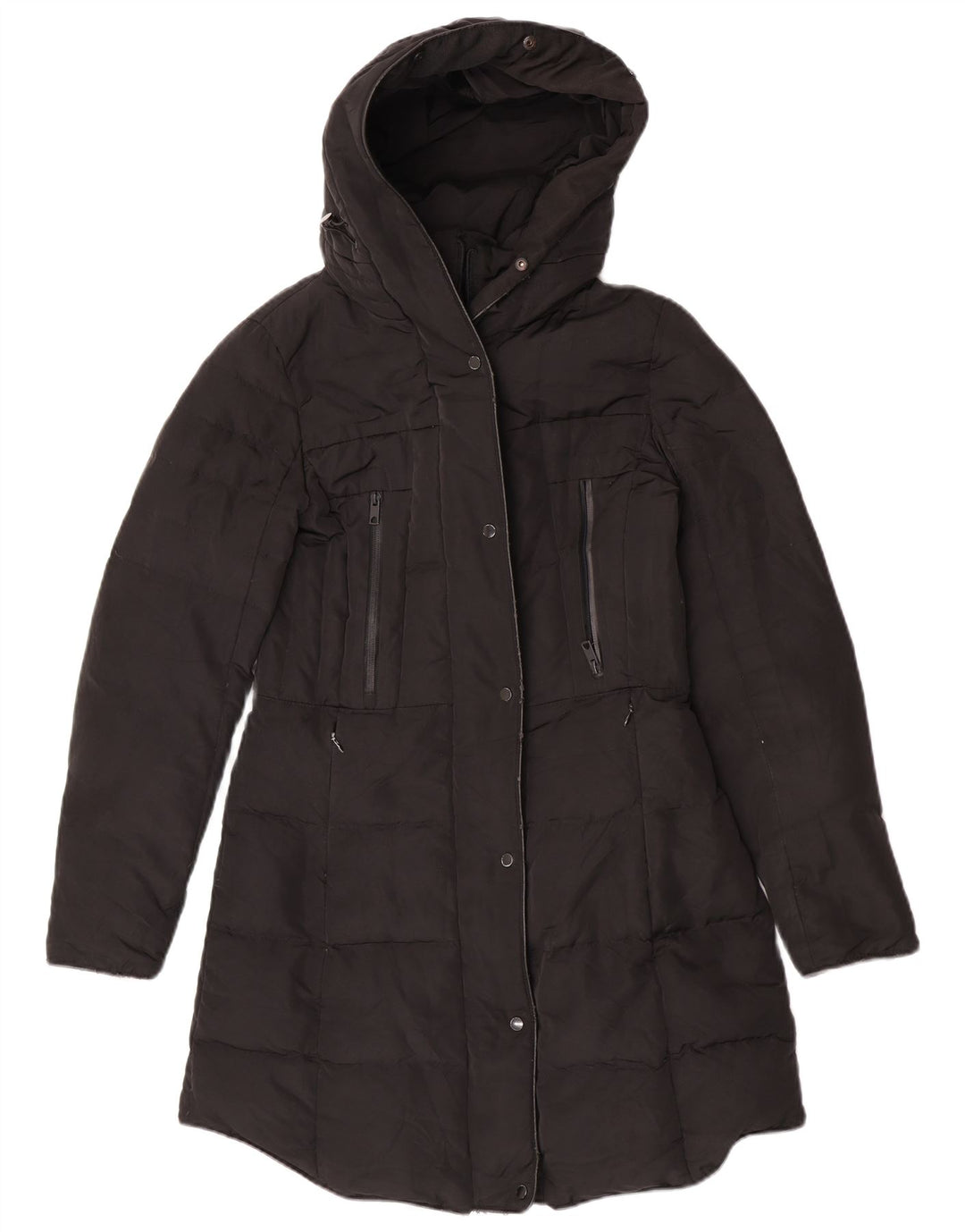 Zara Womens Hooded Padded Coat UK 14 Medium Black
