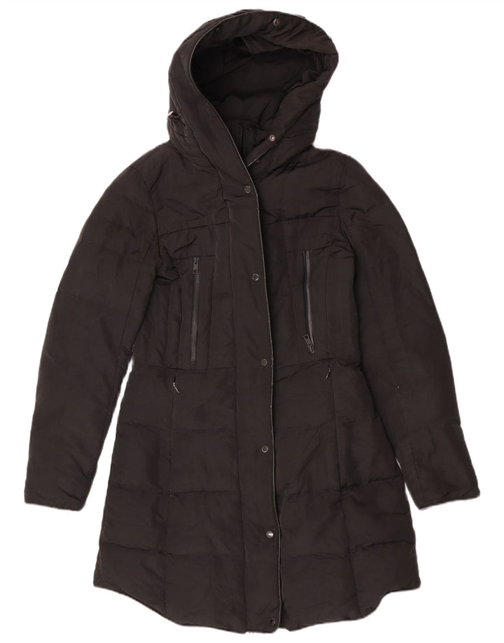 Zara Womens Hooded Padded Coat UK 14 Medium Black
