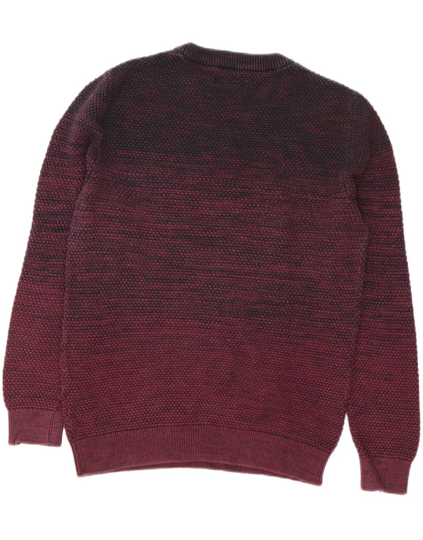 Jack & Jones Mens Boat Neck Jumper Sweater Medium Burgundy Colourblock