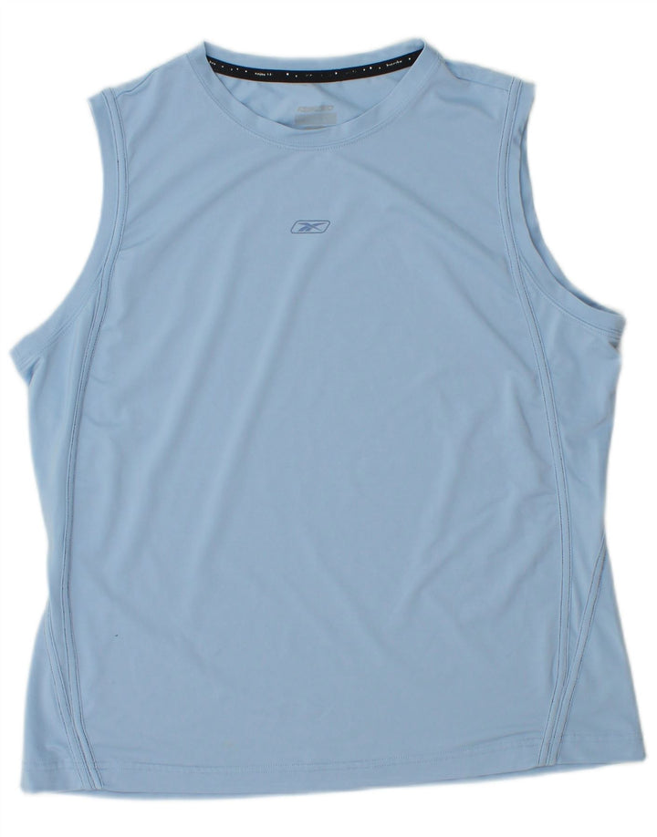 REEBOK Womens Vest Top UK 14 Medium Blue Polyester