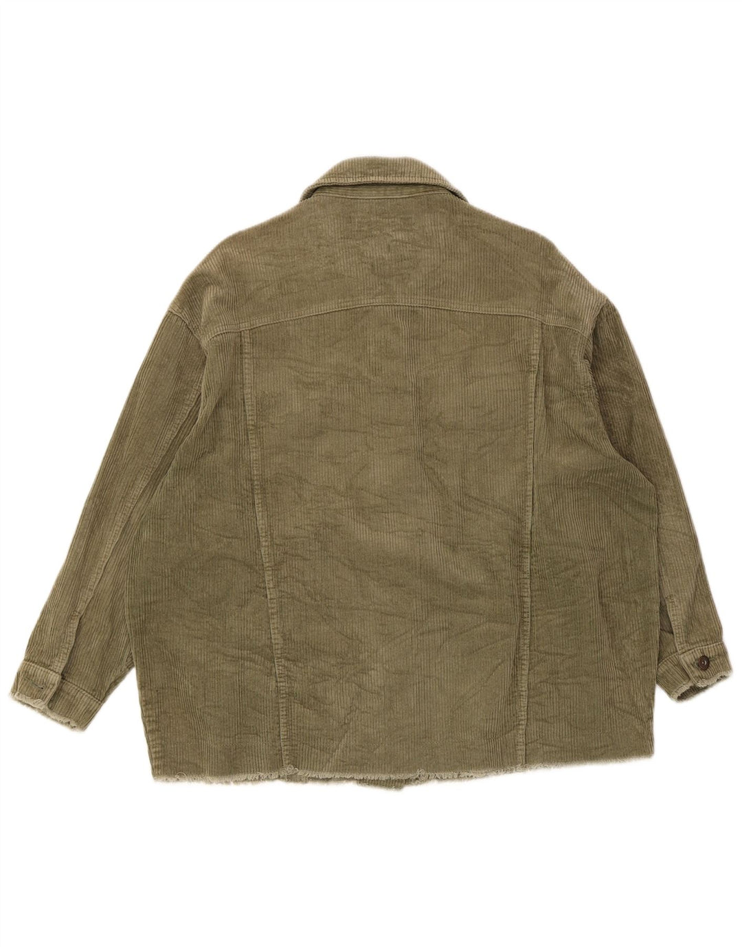Zara Womens Oversized Corduroy Jacket UK 14 Medium Khaki Cotton