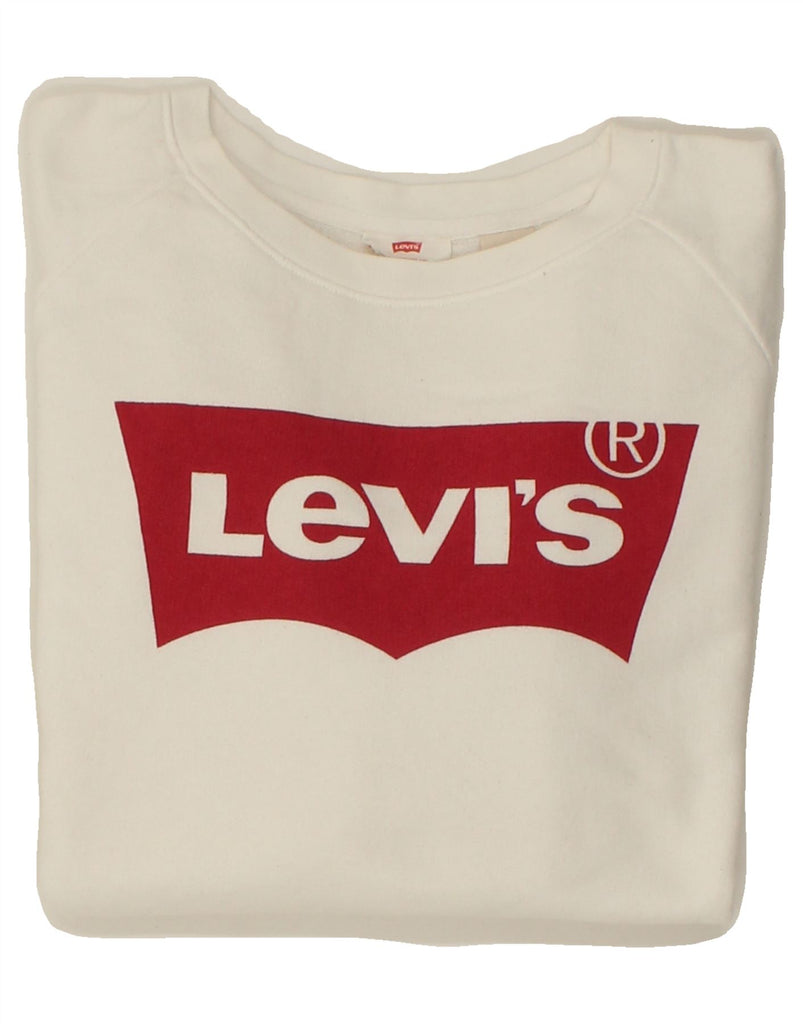 LEVI'S Mens Graphic Sweatshirt Jumper Medium White Cotton | Vintage Levi's | Thrift | Second-Hand Levi's | Used Clothing | Messina Hembry 