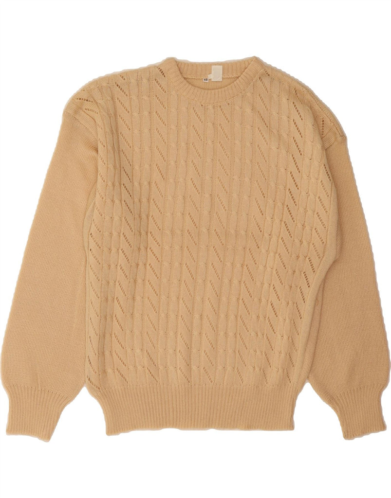 VINTAGE Womens Crew Neck Jumper Sweater IT 48/50 XL Beige Acrylic Vintage Vintage and Second-Hand Vintage from Messina Hembry 