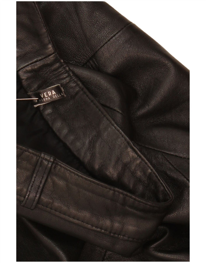 Vintage Womens Leather Skirt W26 Small  Black Leather