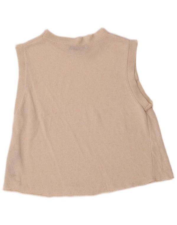 Zara Womens Vest Tank Top UK 10 Small Beige Acrylic