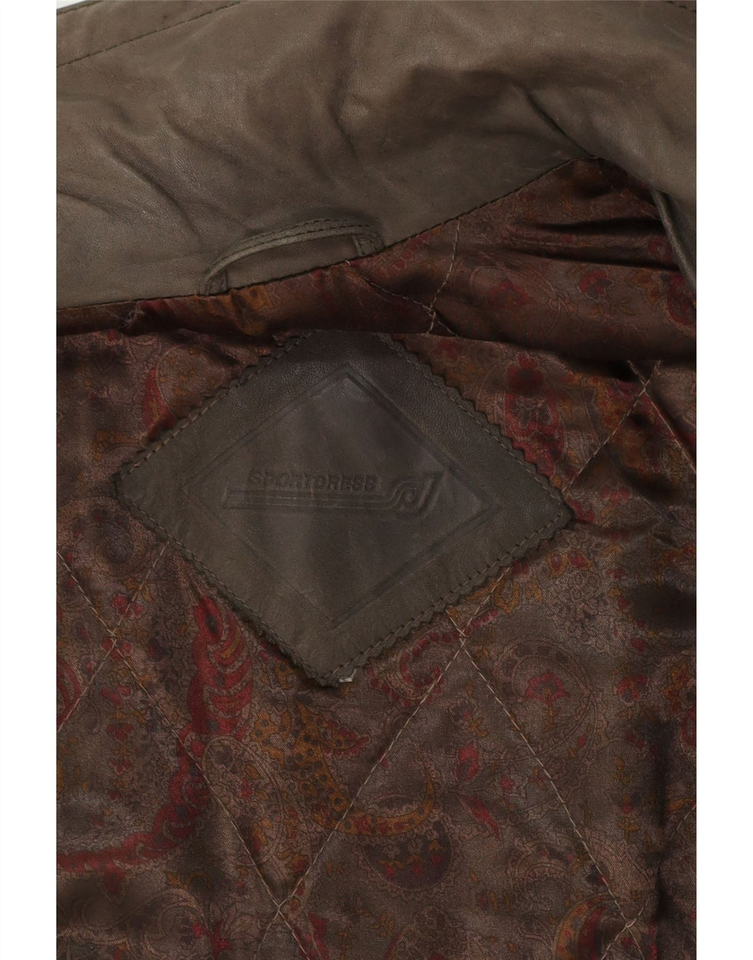 VINTAGE Mens Leather Coat IT 50 Large Khaki Leather Vintage Vintage and Second-Hand Vintage from Messina Hembry 