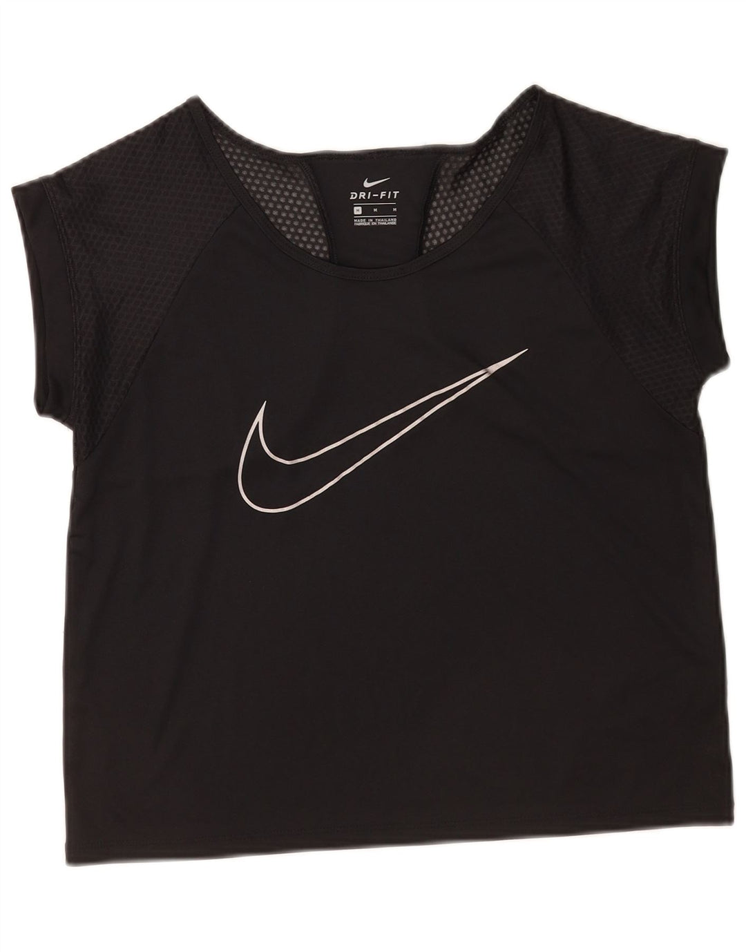 Nike Womens Dri Fit Graphic T-Shirt Top UK 14 Medium Black Polyester