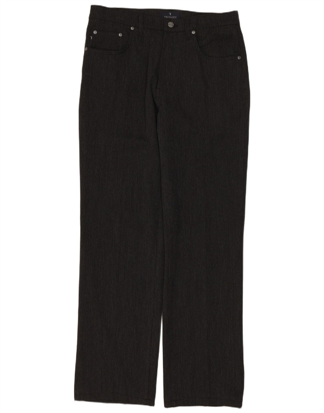 TRUSSARDI Mens Straight Casual Trousers W33 L31  Grey Pinstripe Polyester