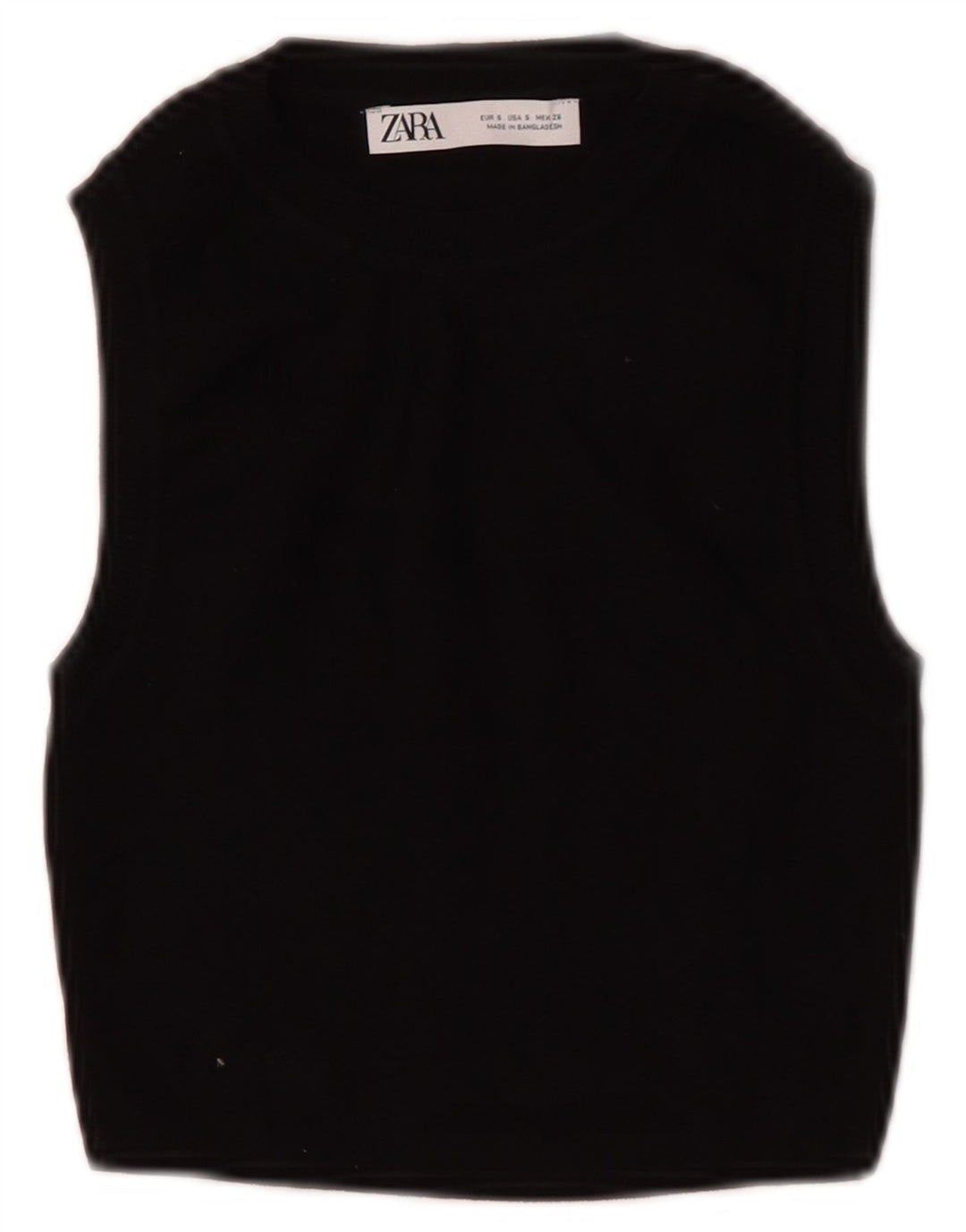 Zara Womens Crop Vest Top UK 8 Small Black Viscose