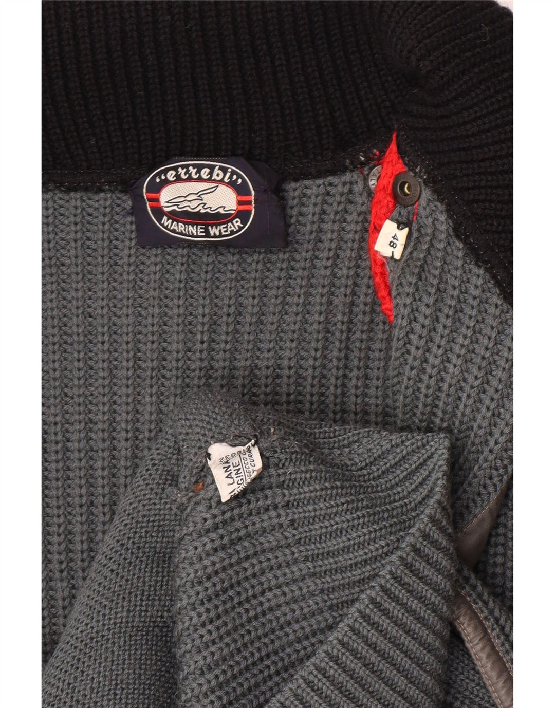 Vintage Mens Cardigan Sweater IT 48 Medium Grey Colourblock Virgin Wool