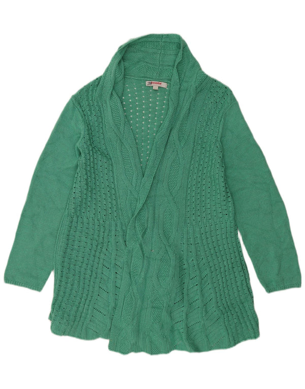 Essential Womens Longline Open Cardigan Sweater UK 24/26 2XL Green Acrylic
